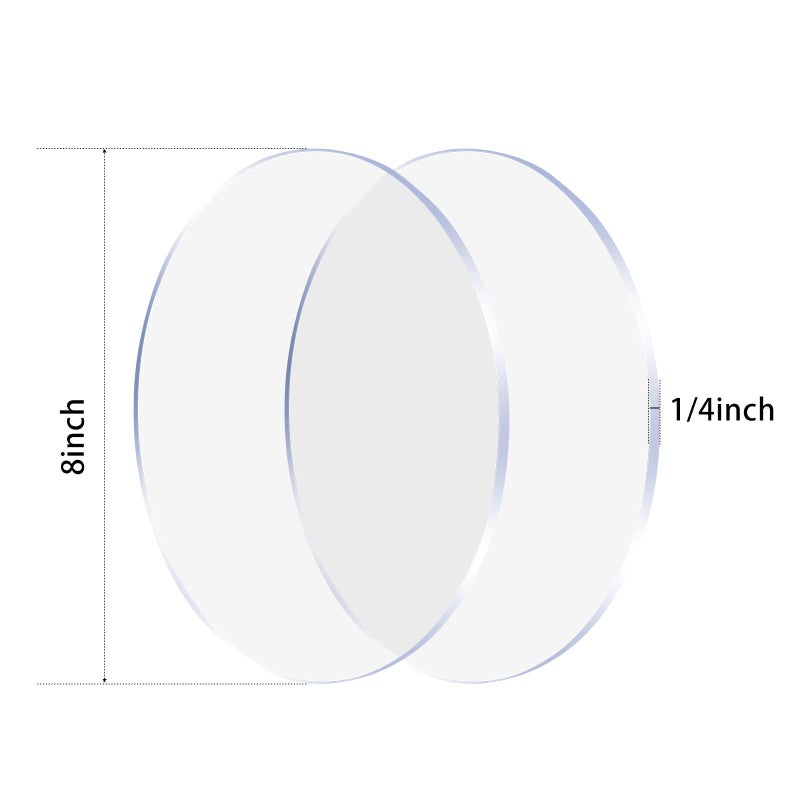 iteshuai 2 Pieces 1/4"" Round Plexiglass Sheet, 8 Inch Diameter Clear Acrylic Circle, Round Cake Disk Acrylic Sheet, Plexiglass Table Top, Acrylic Backdrop - Image 4
